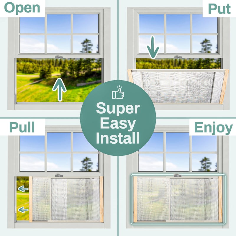 Home Intuition 2-Pack Adjustable Horizontal Window Screen 25-45 inches Wide, 15 Inches High - Image 4